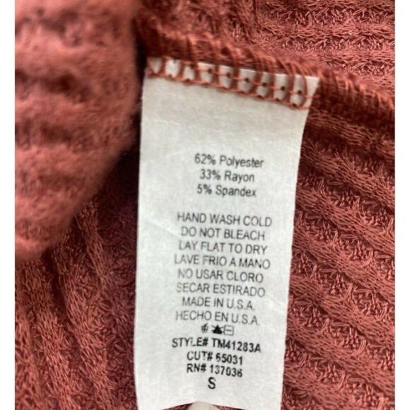 NWT Paper Crane Rust Crop Tie Front Soft Long Sleeve Top Women Size Small - Picture 6 of 8